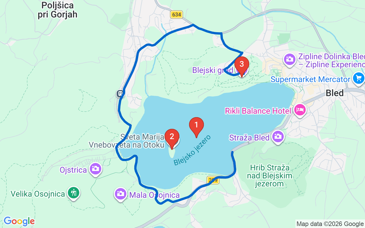 Driving map — Lake Bled