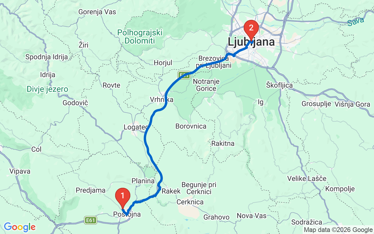 Driving map — Ljubljana