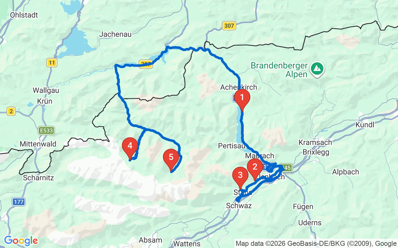 Driving map — Lake Achensee, Tirol