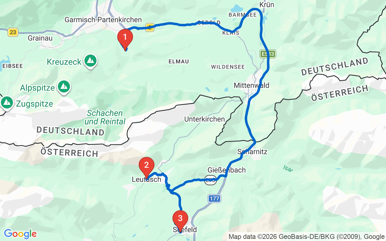 Driving map — Leutasch & Seefeld, Tirol