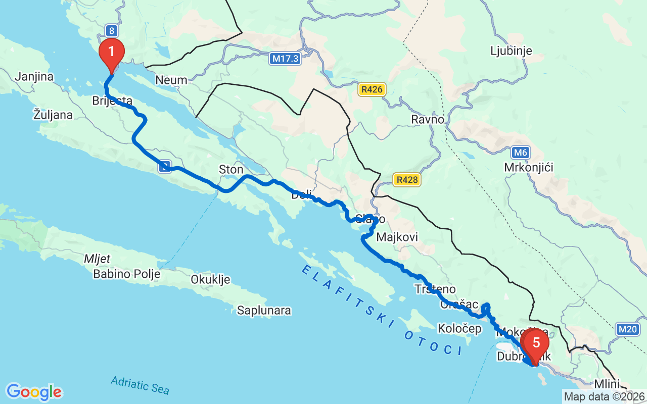 Driving map — Dubrovnik